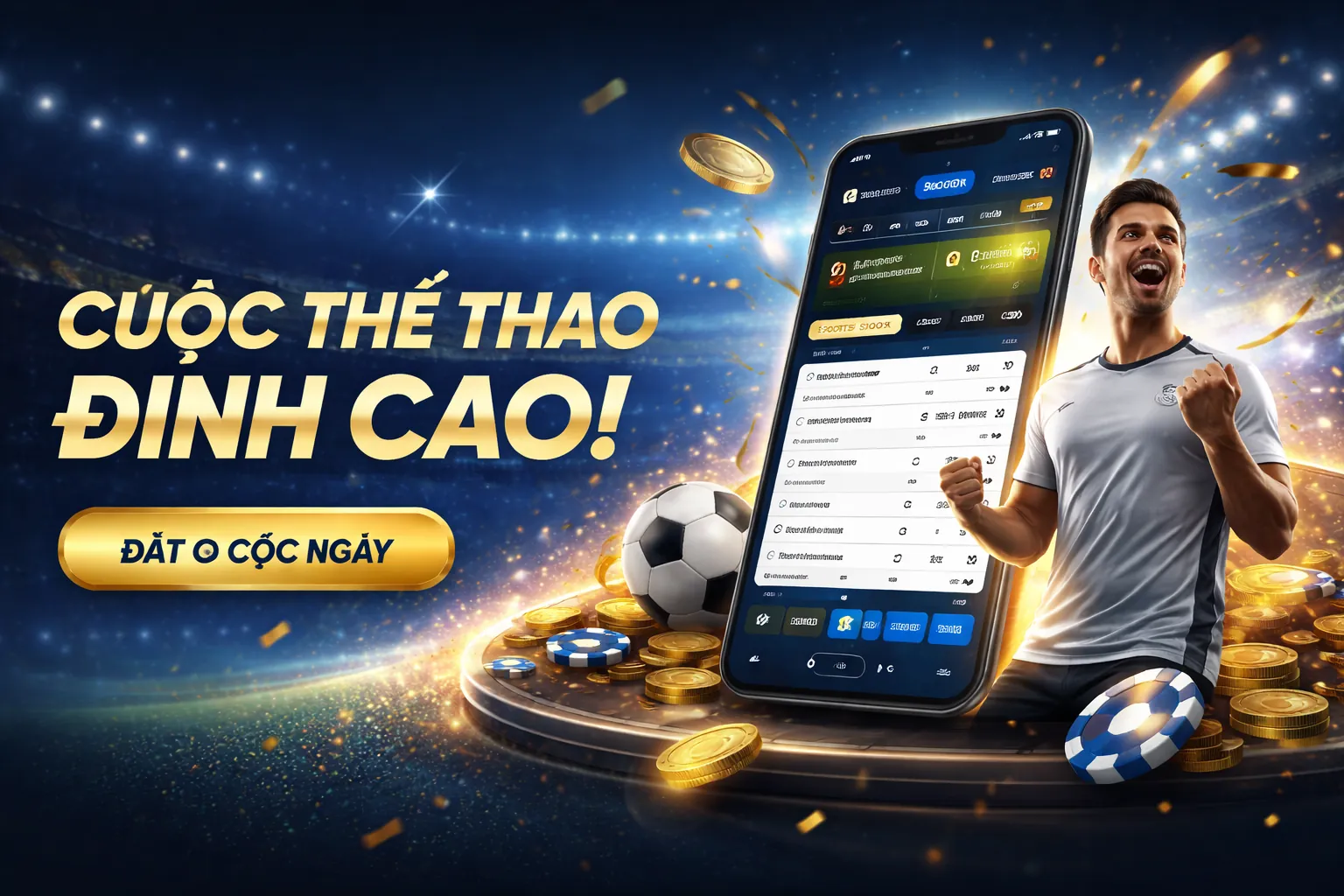 Sân vận động bóng đá với không khí cá cược sôi động